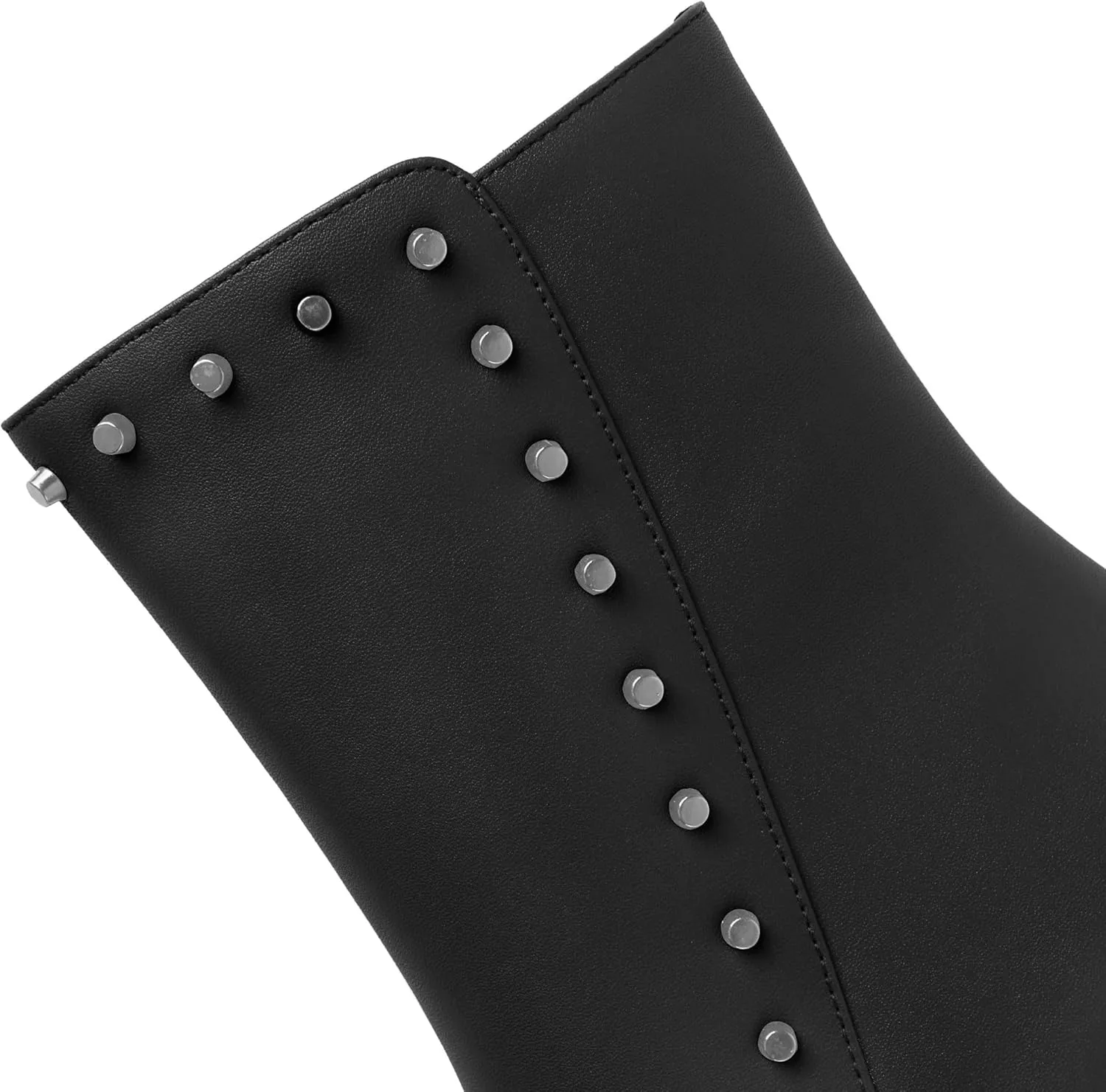 YODEKS Womens Ankle Booties 3.7 Inch Heel Chunky Boots Rivet Beaded Studded Pointed Toe Side Zipper Boots Size 5-13