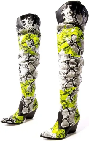 YOKI Cowgirl Boots Women, Over the Knee Western Cowboy Boots for Women with Chunky Block Heels