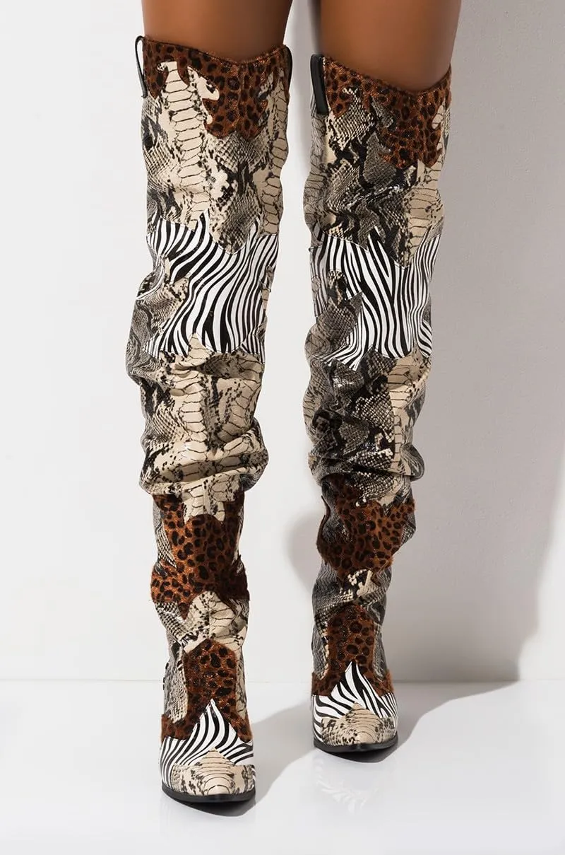YOKI Cowgirl Boots Women, Over the Knee Western Cowboy Boots for Women with Chunky Block Heels