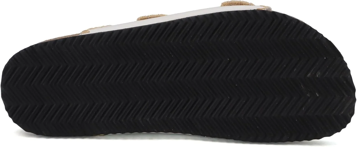 YOKI GIAN-218 Women's Woven Stitch Double Buckle Slide Sandal, Comfortable Summer Sandals for Women