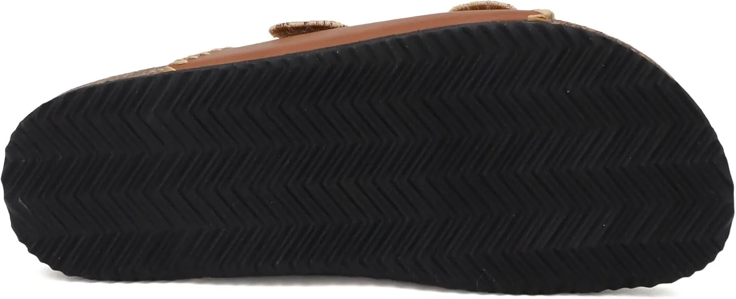 YOKI GIAN-218 Women's Woven Stitch Double Buckle Slide Sandal, Comfortable Summer Sandals for Women