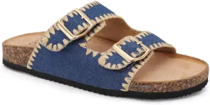 YOKI GIAN-218 Women's Woven Stitch Double Buckle Slide Sandal, Comfortable Summer Sandals for Women
