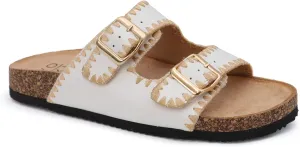 YOKI GIAN-218 Women's Woven Stitch Double Buckle Slide Sandal, Comfortable Summer Sandals for Women