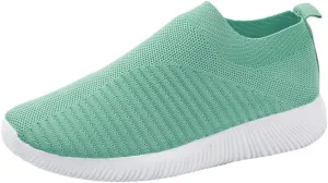 ZSpzx Quick Dry Casual Boat Shoes for Women Ladies Flat Fashion Casual Loafers Slip On Low Top Mesh Breathable Elastic Athletic Non Slip Tennis Jogging Sneakers for Gym Travel Daily Wear