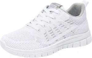 ZSpzx Summer Walking Shoes for Women Mesh Knit Breathable Running Sneakers Comfy Lightweight Non Slip Air Cushioned Daily Wear Arch Support Shoe Fashionable Mesh Ladies Casual Platform Footwear